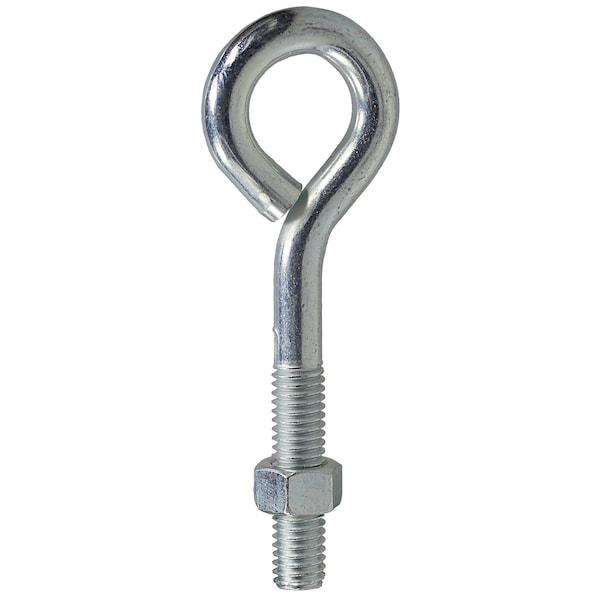 Eye Bolt #10-24, 1-3/8 in Shank, 5/16 in ID, Carbon Steel, Zinc Plated, 50 PK
